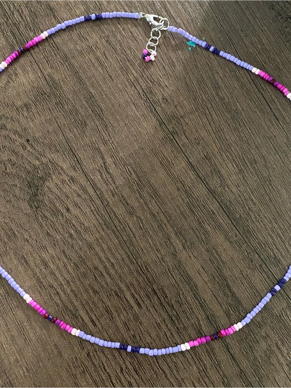Handmade Western Seed Bead Necklace in Lavender, Pink & Dark Purple